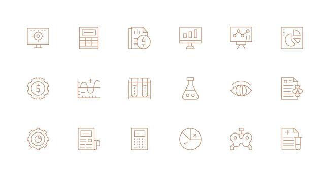 18 íconos para análisis en mínimo línea formato creativo icono conjunto vector