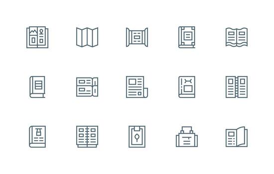 regular línea estilo folleto íconos con 15 vectores sencillo íconos para interfaz y wireframes