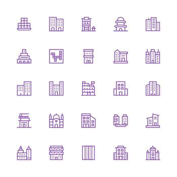 25 Icons for Multistory in Medium Stroke Outline Format Digital Icon Collection vector