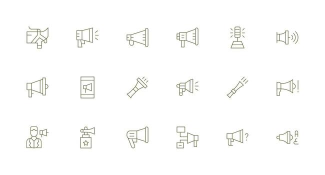 Minimal Line Icons from Megaphone Set with 18 Vectors UI Icon Set