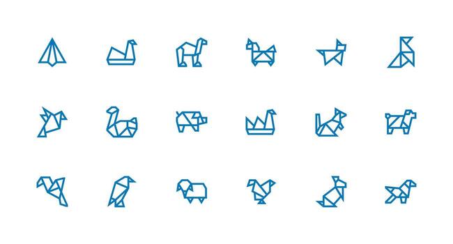 18 Strong Stroke Line Icons for Origami Graphics Flexible Icon System for Web Interfaces vector