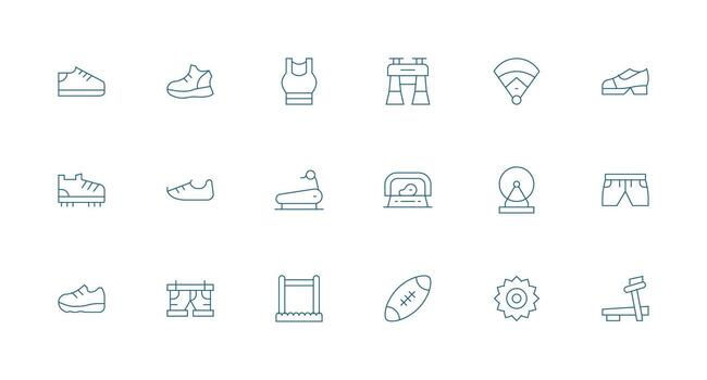 corriendo icono colección con 18 mínimo línea diseños escalable icono paquete vector