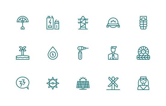 Power Set with 15 Regular Line Icons User Interface Icons for Digital Products vector