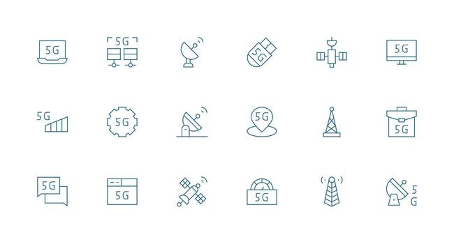 18 mínimo línea diseños para telecomunicación íconos ui icono conjunto vector