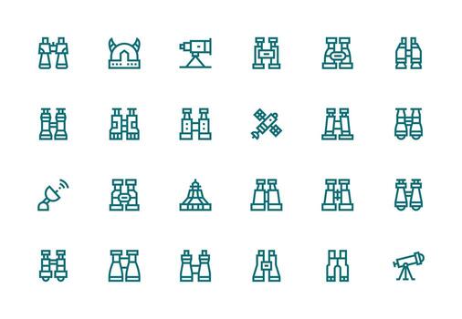 Thick Line Line Style Telescope Icons with 24 Vectors Icon Set for Web