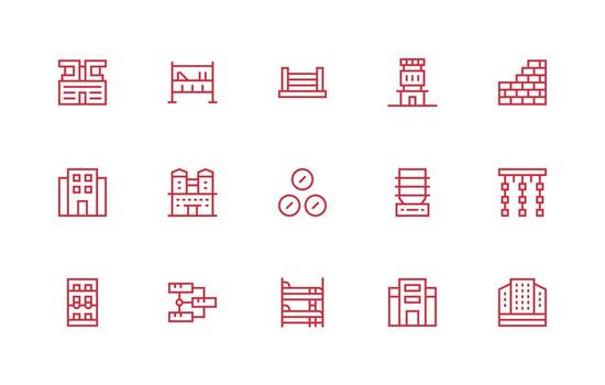 15 Regular Line Icons for Multilevel Graphics Display Icon Pack vector