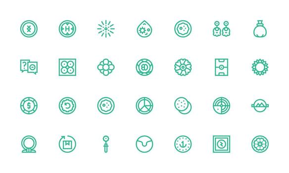 Circle Design Icons featuring 28 in Bold Line Style Pixel Perfect Icon Set vector