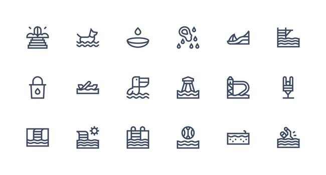 Splash Design Icons featuring 18 in Strong Stroke Line Style Interface Icon Collection for Daily Projects vector