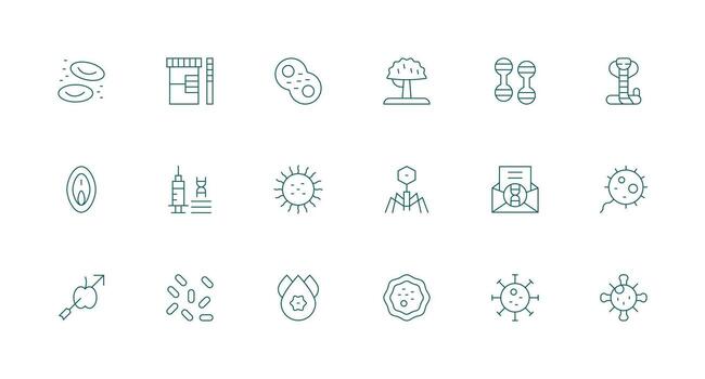 Biological Visual Pack containing 18 Minimal Line Icons Neatly Designed Icons for Web Platforms vector