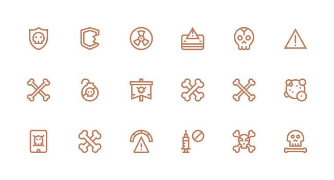 Unsafe including 18 Strong Stroke Line Illustrations Clear and Concise Icon Set Collection vector