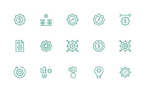 Optimization Design Icons featuring 15 in Regular Line Style Scalable Icons for Cross-Platform Interfaces vector