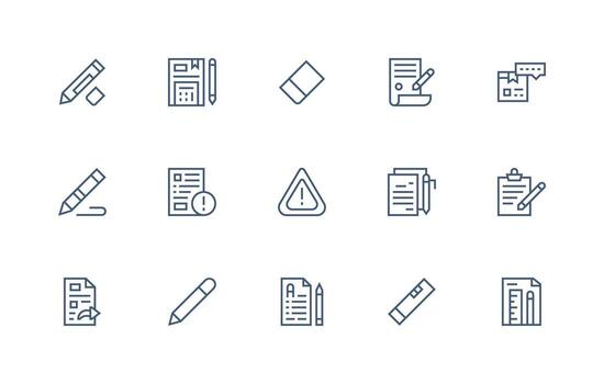 15 corrección íconos en regular línea estético mínimo icono conjunto para interfaz proyectos vector