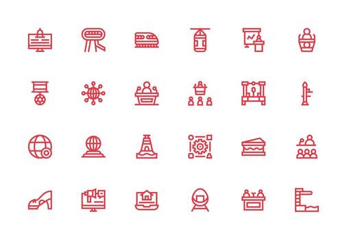 24 Icons for Platform in Thick Line Line Format Simple Icon Pack vector