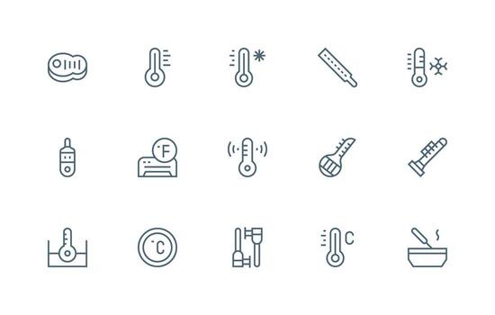 Regular Line Icons from Thermometer Set with 15 Vectors App Icon Pack