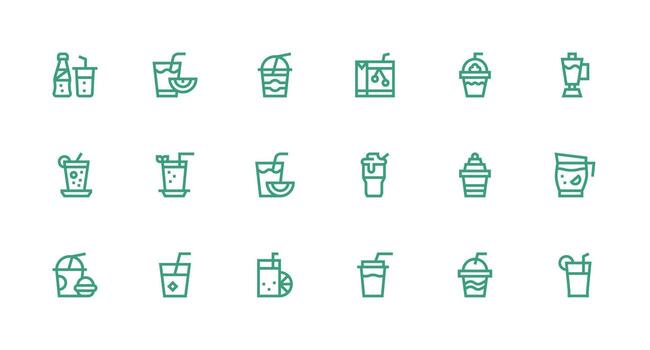 18 Strong Stroke Line Style Icons from Cold Drink Collection Neatly Designed Icons for Web Platforms vector