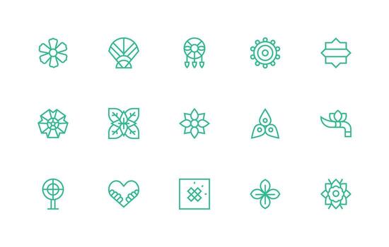 15 Motif Icons in Regular Line Aesthetic Display Icon Pack vector