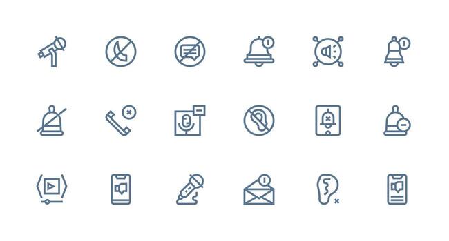 18 Mute Icons in Strong Stroke Line Aesthetic Flexible Icon System for Web Interfaces vector