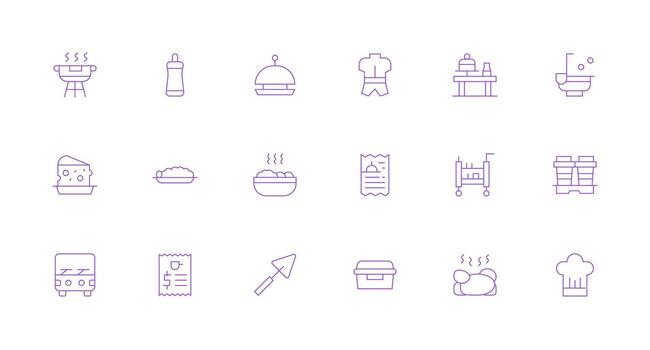 Minimal Line Icons from Foodservice Set with 18 Vectors UI and UX Focused Icon Collection