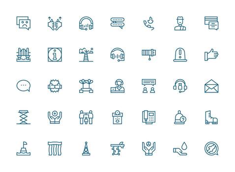 35 Icons for Support in Regular Clean Line Format Modern Icon Set vector