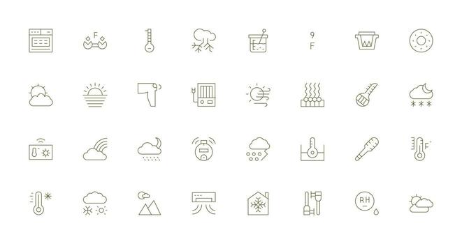 Temperature featuring 32 Icons in Thin Line Design Full Icon Library for UI Designers vector