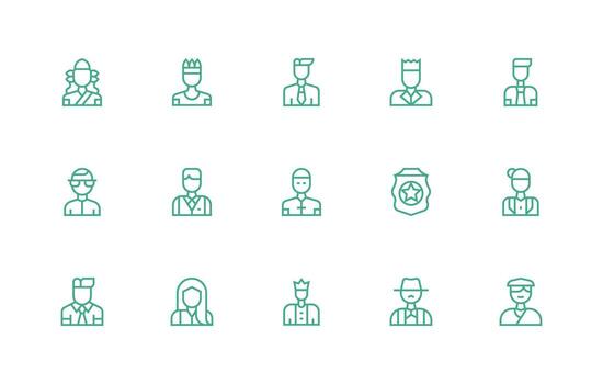 Authority Figure Visual Pack containing 15 Regular Line Icons Neatly Designed Icons for Web Platforms vector