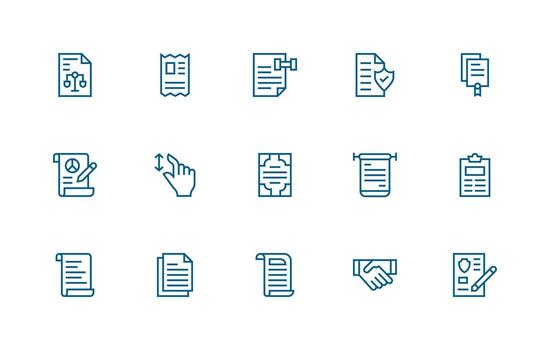 Contract Set with 15 Regular Line Icons Clear and Concise Icon Set Collection vector