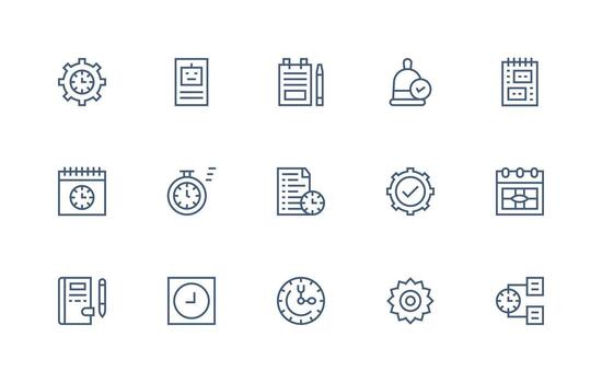 tarea diseño íconos presentando 15 en regular línea estilo icono conjunto para proyectos vector