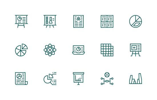 infografía presentando 15 íconos en regular línea diseño profesional icono conjunto vector