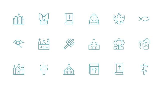 18 Minimal Line Style Icons from God Collection All Device Compatible Icon Set vector