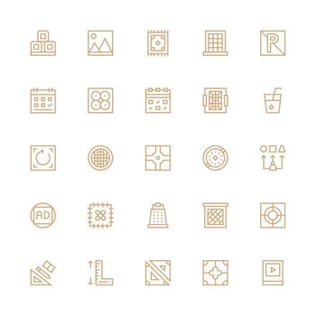 25 íconos para cuadrado en medio carrera contorno formato interfaz íconos para diario utilizar vector