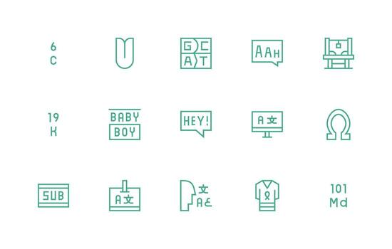 Typography Icon Set with 15 Regular Line Graphics UI-Ready Icon Collection vector