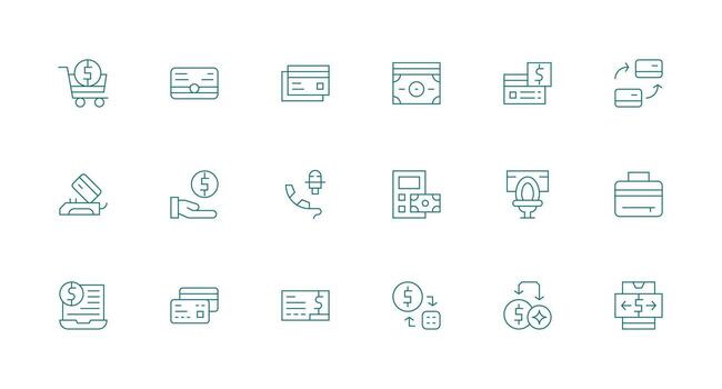 Debit Visual Pack containing 18 Minimal Line Icons Basic Icon Series vector