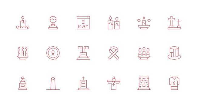 18 Minimal Line Vectors for Memorial Theme Clean Icon Collection for Web Use