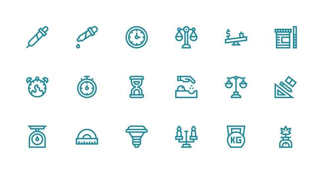 18 Measure Icons in Strong Stroke Line Aesthetic Flexible Icon System for Web Interfaces vector