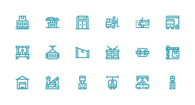 18 Strong Stroke Line Vectors for Unloading Theme Web Icon Collection