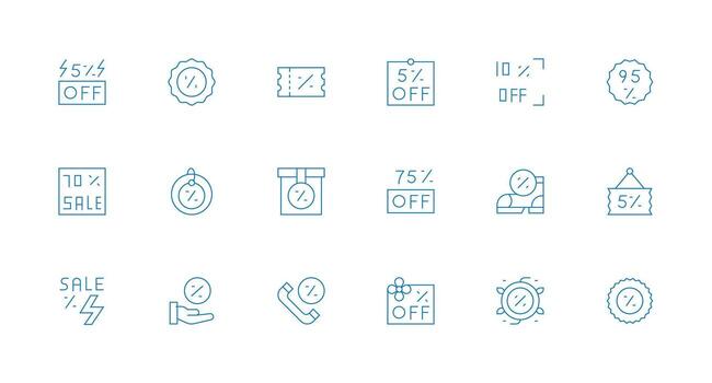 18 Icons for Price Reduction in Minimal Line Format Web Icon Collection vector