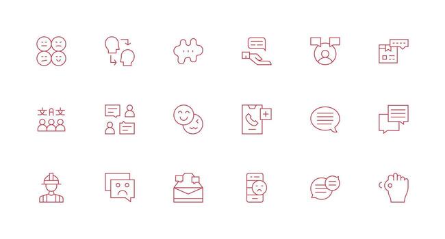 Response Visual Pack containing 18 Minimal Line Icons Detailed Icon Collection for Design Systems vector