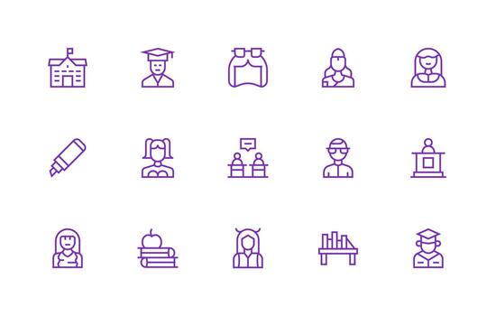 profesor icono colección con 15 regular línea diseños flexible icono sistema para web interfaces vector