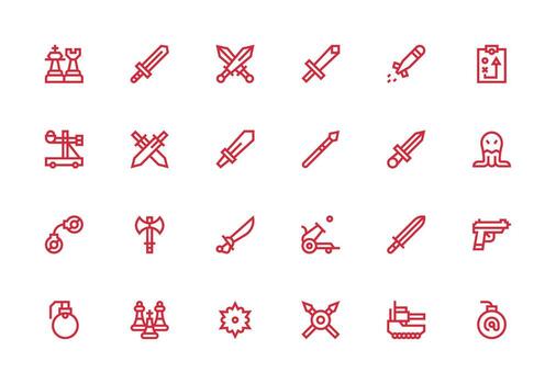 ataque visual paquete conteniendo 24 grueso línea línea íconos ui y ux enfocado icono colección vector