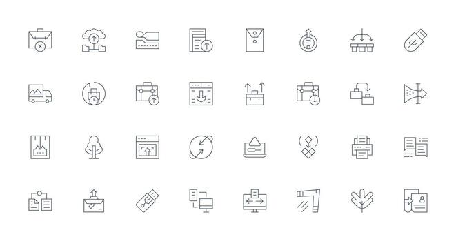 32 Thin Line Icons for File Transfer Graphics Icons Built for Visual Consistency Pack vector