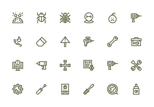 Fix Icon Collection with 24 Thick Line Line Designs Sharp Icons for Presentations vector