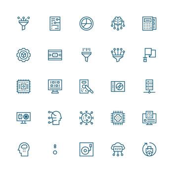 25 medio carrera contorno íconos para datos Procesando gráficos todas dispositivo compatible icono conjunto vector