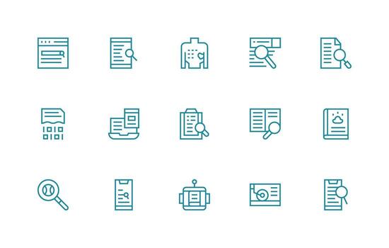 Retrieve including 15 Regular Line Illustrations Icon Set for Projects vector