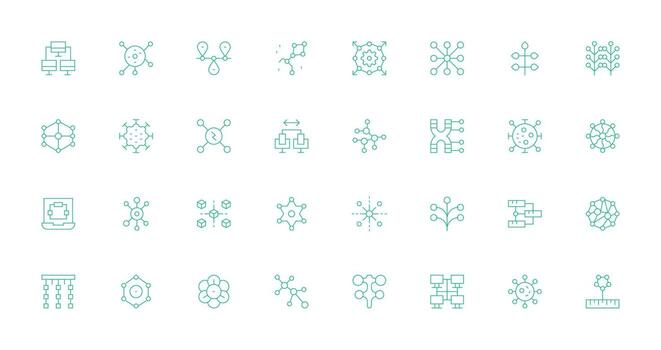 Nodes Design Icons featuring 32 in Thin Line Style Reusable Icon Set vector