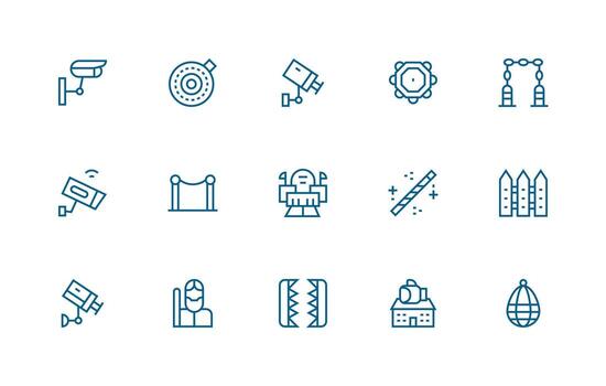 Perimeter Design Icons featuring 15 in Regular Line Style Neatly Designed Icons for Web Platforms vector