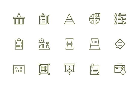 15 íconos para organización en regular línea formato alta calidad icono paquete vector