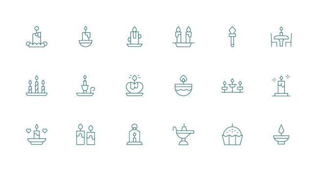 Candle featuring 18 Icons in Minimal Line Design Interface Icons for Daily Use vector