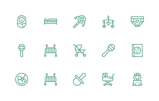 15 regular línea íconos para infantil gráficos bien estructurado íconos para creativo utilizar vector