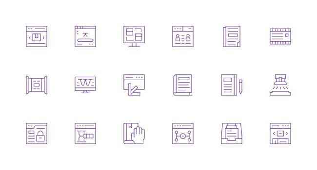 18 Icons for Page in Minimal Line Format Versatile Icon Collection for Designers vector