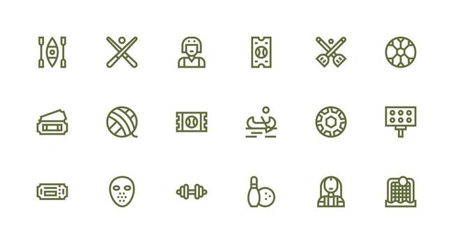 Sporting Design Icons featuring 18 in Strong Stroke Line Style Essential Icons for Rapid UI Building vector